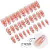 Peças de Unhas Postiças Pré-Fabricadas para Unhas Falsas, Estilo Ins Wear Francês Nude em Pó Degradê Estrela Laço Menina Quente Olho de Gato