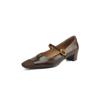 Zapatos Mary Jane de Pelo de Caballo con Piel de Oveja de Primera Capa 4cm Primavera y Otoño 2026 Zapatos de Mujer de Cuero Genuino con Correa Única Retro Talla 40