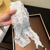 Bufanda Larga de Seda Blanca con Encaje para Mujer, Nuevo Estilo Primavera/Verano 2026, Corbata Fina para Cuello, Accesorio de Bufanda de Cinta, Versión Delgada de Verano