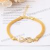 Europa y Estados Unidos transfronterizo en stock tendencia plata brillante tobillera de malla ancha estilo ins joyería moda pedrería pluma 8 tobillera infinita