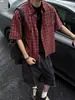 Camisa de Manga Corta a Cuadros Nueva de Verano 2026 para Hombre, Marca Japonesa Retro de Moda, Corte Holgado, Camisa Casual Versátil para Pareja