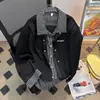 Jaqueta cardigã, estilosa e descolada, moletom falso de duas peças, camisa masculina com gola, camisa AAN com retalhos listrados