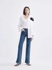 Pantalones de Pierna Recta de Primavera Nuevos de Cintura Alta para Mujeres Altas y Delgadas con Abertura Estilo Slim Retro Boot-Cut Jeans Acampanados para Primavera
