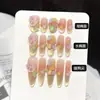 Yi He [Hongo Flor Silvestre] Onírico 3D Hongo Flor Pequeña Uñas Portátiles Tono Dorado Suave Pegatinas de Uñas Artísticas Hechas a Mano Puras