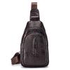 Bolsa de Peito Masculina de Couro Genuíno Padrão Crocodilo Lion Leiden Uma Alça Transversal Bolsa Frontal Masculina Tendência Transfronteiriça Couro Bovino Camada Superior