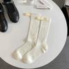 Primavera y Verano Ins Estilo Francés Elegantes Calcetines Largos Apilados Lazo Lindo Delgados Transpirables Calcetines de Algodón Estilo Ballet Miu