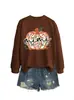 Amazon eBay site independente moda casual elegante feminina nova mimi floral abóbora outono e inverno moletom de manga comprida