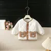 Chamarra acolchada con estampado de osos para bebé e infante, abrigo cálido y elegante de doble botón para niños, top fino de algodón para otoño e invierno para infante