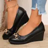 Comercio exterior transfronterizo talla grande primavera/otoño 2026 nuevos mocasines de cuña para mujer, estilo europeo y americano, modernos, que aumentan la altura, de suela gruesa