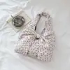 Estilosa e Doce Floral Novo Estilo Ins Laço Fofo Fashionável Lona Lancheira Commuter Bolsa de Ombro Tote