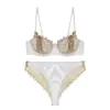 Lingerie sexy transfronteiriça estilo francês para mulheres, ultrafina, minimiza seios grandes, previne flacidez, com renda contrastante, conjunto de lingerie plus size
