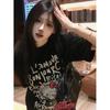Camiseta de Algodón de Manga Corta Verano Ropa Estampada Estilo Harajuku para Mujer Trabajo Pintado a Mano Estilo Callejero Selección Deportes