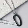 Pingente Oval de Aço Inoxidável Zircônia Cerâmica Espacial Aço Titânio Ouro Colar Feminino Corrente Clavicular Ajustável