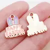 Nuevo Dibujo Animado Lindo Conejo Huevo de Pascua Goteo de Aceite Colgante de Aleación de Zinc Colgante Accesorios de Joyería para Pulsera DIY