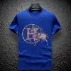 Estación Europea Caballo de Tiro Algodón Mercerizado Diamante Caliente Manga Corta Moda de Verano para Hombre Marca Elegante Seda de Hielo Casual Media Manga Delgado Productos Europeos