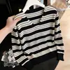 Suéter de Punto Rayas Bloque de Color Cuello en V Otoño/Invierno 2026 para Mujer, Manga Larga de Moda, Suéter Casual que Reduce la Edad