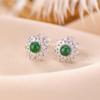Pendientes Yilu Silver S925 de plata esterlina con jade, ligeros, lujosos y distintivos, con cuentas redondas de girasol, pendientes retro de plata de alta gama.