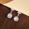 Pendientes Originales Cuadrados de Jade Plata de Ley 925 Retro Nuevos Pendientes Chinoses Geométricos para Mujer Lujo Accesible Joyería para Orejas de Gama Alta