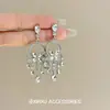 Pendientes Minimalistas Exquisitos y Únicos con Borlas, Diamantes Brillantes y Diseño Floral, Pendientes Retro de Moda de Gama Alta de Nicho para Mujer