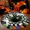Alfombra decorativa redonda temática de Halloween para uso doméstico, adecuada para salas de estar, a prueba de polvo y resistente a las manchas, se puede usar como alfombra de sofá o mesa de café, y como una alfombrilla de piso fresca y cómoda para dormitorios