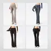 Pantalones de fitness acampanados para mujer con cubierta desmontable para el trasero para evitar la vergüenza, diseño de pierna ancha, tela fluida, sensación de alta gama, estilo yoga casual, pantalones largos ligeramente acampanados