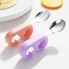 Novo produto 316 colher de aço inoxidável para bebês aprendendo a comer e treinar alimentação independente garfo colher de comida complementar cabo curto utensílios de mesa para crianças