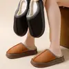 Pantuflas gruesas, cálidas, forradas de gamuza para mujer y hombre, para usar en interiores y exteriores en otoño e invierno