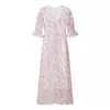 Ropa de mujer transfronteriza 2026 verano francés elegante simple holgada con cordones floral de un solo botón de encaje con cuello en V