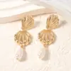 Pendientes Transfronterizos Estilo Vacacional Nueva Moda Marina Aleación Concha Imitación Perla Gota de Agua Colgante Sencillos Versátiles