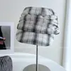 Chapéu Pleated Equestre Xadrez Relaxado e Preguiçoso Estilo Japonês para Mulheres, Chapéu de Sol Leve de Verão, Boina Versátil