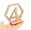 Venta al por mayor de fábrica suministros de boda de madera 1-40 adornos de placa de asiento digital hueca hexagonal placa de número de mesa de madera