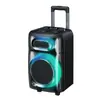 Ventas Directas de Fábrica Vidrio de Audio Bluetooth Colorido Luces de Colores Portátil para Exteriores Tarjeta FM Subwoofer Altavoz con Carrito
