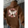 Sudadera con Capucha Exportación Transfronteriza Estampado Doble Flor Paloma Blanca Amazon Wish Una Pieza Al Por Mayor Temu