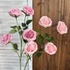 Escena de Flores Artificiales Diseño 4 Cabezas Rosa Lichi Flor Falsa Cascada Rosa Boda Decoración de Boda Ramo Artificial