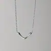 Collar con Letra Brillante en Forma de V de Plata de Ley S925 Estilo K Ins Nicho Simple Elegante Versátil Cadena para Clavícula D9502