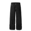 G6679 Estilo Callejero Retro Unisex Gama Alta Negro Selvedge Diseño de Alta Calidad Corte Holgado Pierna Cruzada Jeans Originales para Hombre