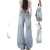 Jeans azul retro estilo americano, solto, perna larga para mulheres, nova coleção de outono 2026, calça slim e versátil, corte reto em A