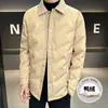 Jaqueta de Penas Masculina Tangkezhe Outono e Inverno Nova com Gola Reversível, Roupa Masculina da Moda, Casaco Casual Juvenil Quente e Resistente ao Frio