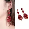 Pendientes Amazon transfronterizos, extragrandes, electrochapados, elegantes, de estilo largo, con un toque de alta gama, adornados con borlas y pedrería negra