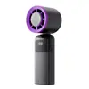 Ventilador Plegable de Mano de Alta Velocidad Turbina Mini Pantalla Digital Viento Fuerte Ventilador Portátil con Carga USB Transfronterizo