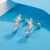Pendientes de Moda Transfronterizos Europeos y Americanos con Incrustaciones Geométricas de Circonita, Sencillos y Únicos, Brillantes Clavos para Cartílago de la Oreja para Mujeres