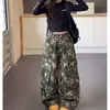 Pantalones de trabajo de camuflaje con pentagrama estilo americano de pierna ancha para mujer, novedad otoño 2026, pantalones de camuflaje curvos de corte holgado, modernos