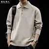 Camisa polo de punto "waffle" para hombre, otoño e invierno, estilo relajado, holgada, talla grande