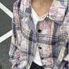 Jaqueta Camisa Manga Longa Casal Retro Americano Top 2025 Camisa Xadrez Tie-Dye Verde para Homens