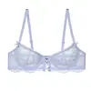 Conjunto de Sujetador y Bragas Sexy de Estilo Francés para Mujer, Ultra Delgado, Hueco, Transpirable, Cómodo, Algodón Puro en la Entrepierna, Lencería de Encaje Pura Deseo
