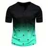 Camiseta informal de moda con botones y cuello redondo para hombre, manga corta, transpirable y moderna, de estilo europeo y americano, para uso transfronterizo