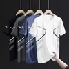 Camiseta de Seda de Gelo Masculina Gola Redonda Secagem Rápida Manga Curta Verão Fina Solta Respirável Elástica Masculina Esportiva Manga Curta Versátil