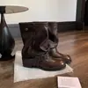 Botas vaqueras occidentales de suela gruesa para mujer, botas de tacón de bloque, botas para pantalones, botas cortas para mujer, verano, otoño 2026, nueva moda