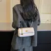 Bolsa pequena quadrada com padrão de losangos e corrente estilo coreano para mulheres, nova tendência outono 2026, bolsa de ombro versátil de alta qualidade, bolsa de axila, bolsa transversal