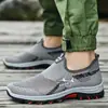 Zapatos de Malla para Hombre sin Cordones, Parte Superior de Tejido Poroso Transpirable, Calzado de Exterior, Talla Grande, Zapatos para Viajar de Hombres de Mediana Edad